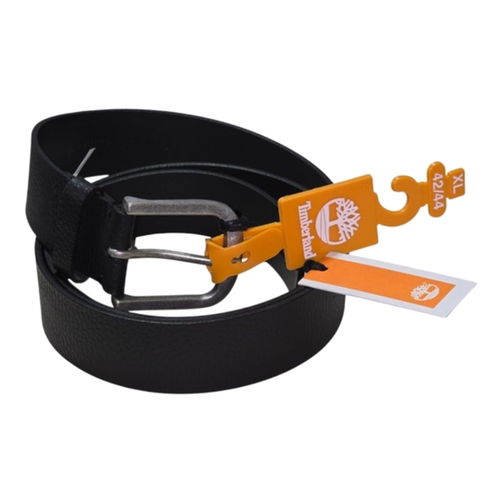 Timberland Men's Black‎ Leather AND SILVER Belt MEN'S Size XL NEW